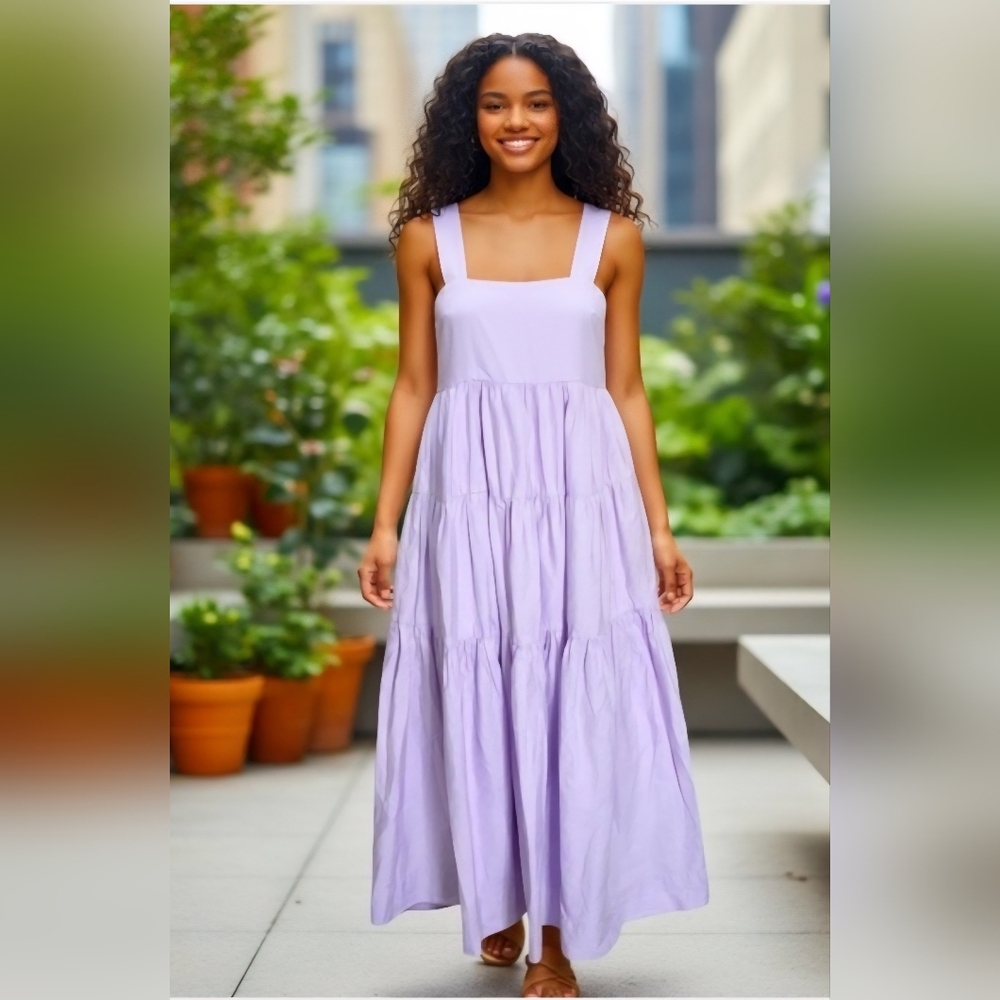 Anthropologie Lavender Tiered Maxi Dress